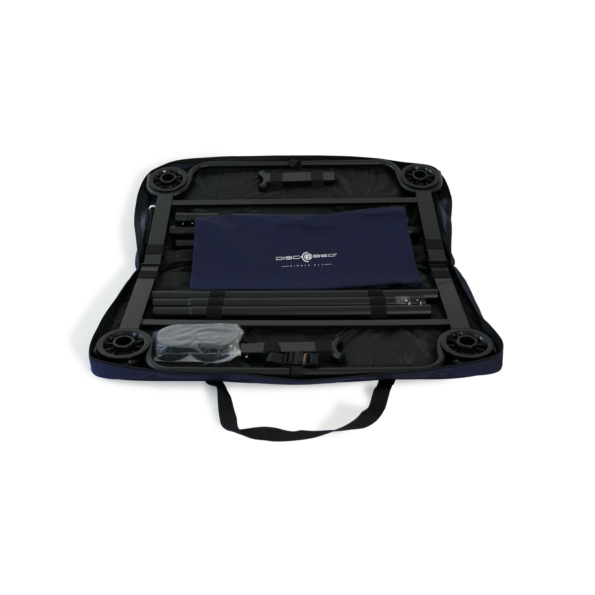 Disc-O-Bed XLT Single Blau mit Foot Pads und Seitentasche