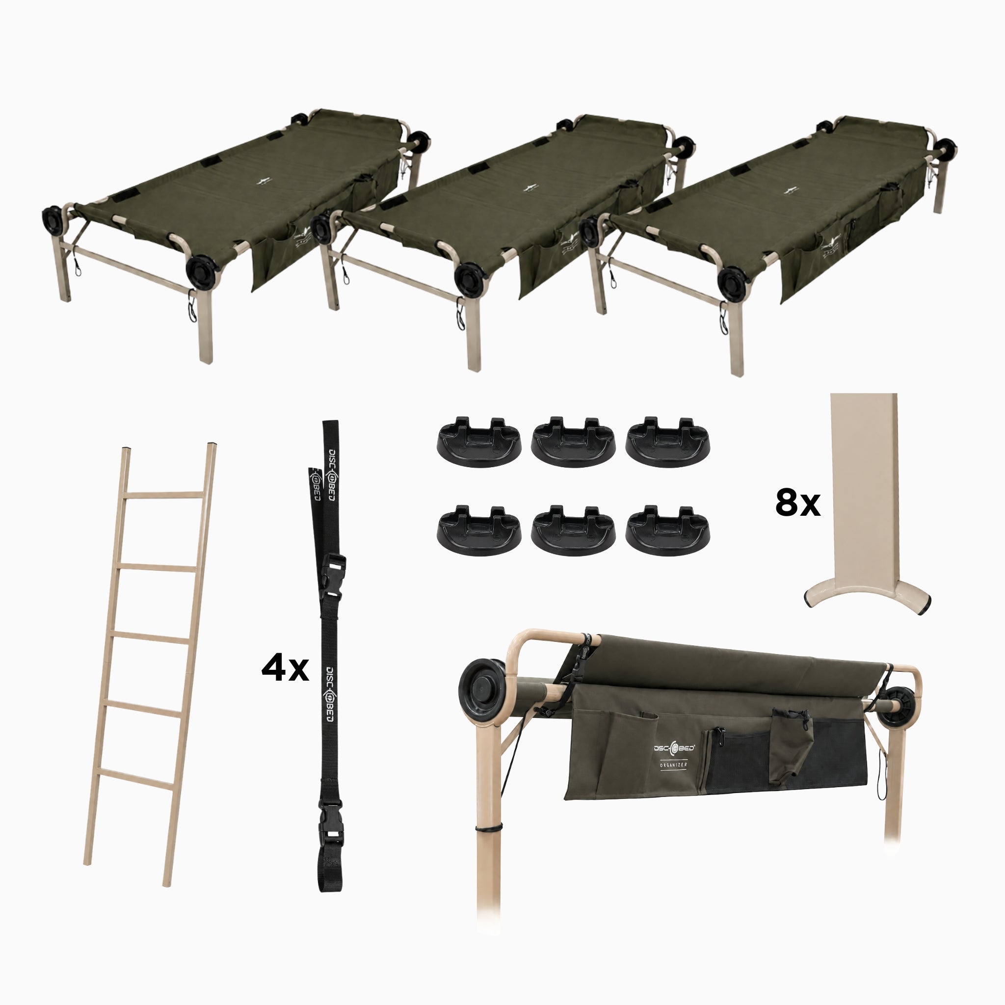 Arm-O-Bed 3er Bunk-Set olivgrün